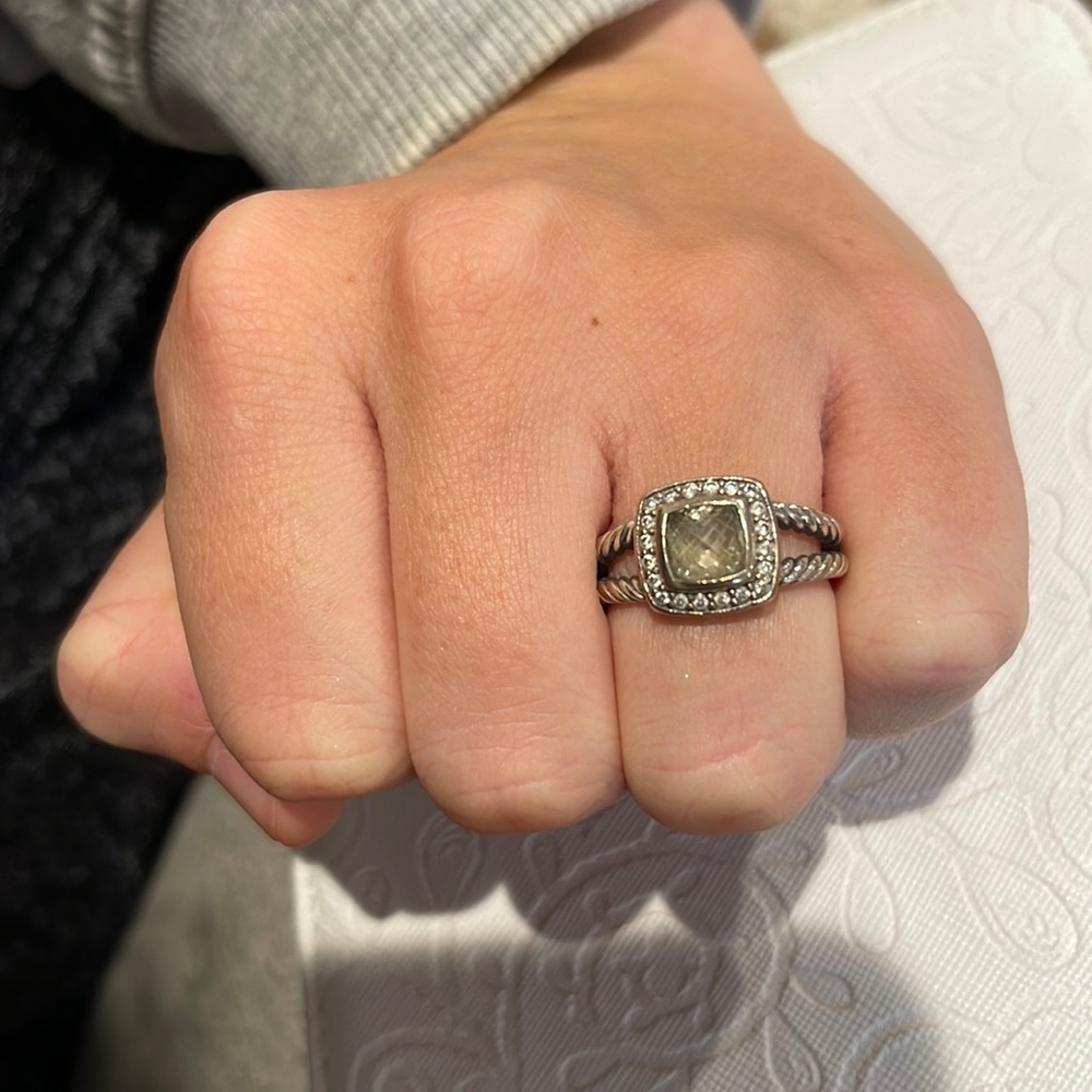David Yurman Albion Ring with Prasiolite and Pavé Diamonds